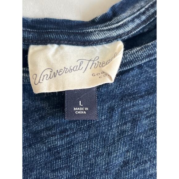 Universal thread blue slit open back short sleeve 100% cotton‎ T-shirt - Picture 3 of 5